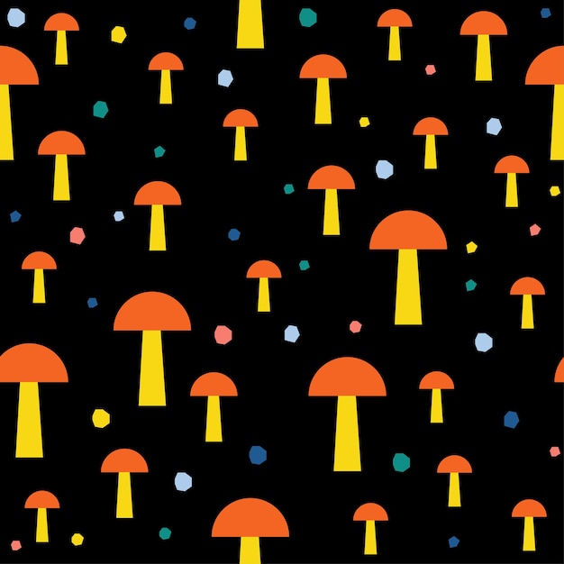 Abstract mushroom seamless pattern background. Childish simple hand drawn cover for design card, wallpaper, album, scrapbook, holiday wrapping paper, textile fabric, bag print, t shirt etc.