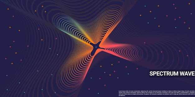 青オレンジと赤のグラデーションの色で抽象的な音楽の背景の波線のデザイン
