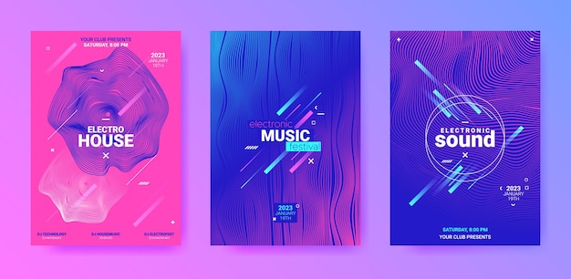 Abstract music poster geometric fest illustration techno sound flyer