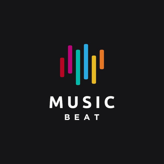 Vettore abstract music sound beat logo icon template vettoriale su sfondo nero