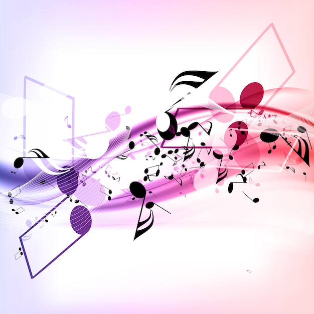 Vector abstract musical background with notes