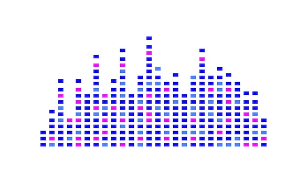 白地に抽象的な音楽の青とピンクのイコライザー