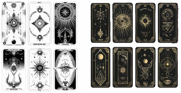 Segni mistici astratti carte occulte per artigianato magico set di illustrazioni vettoriali