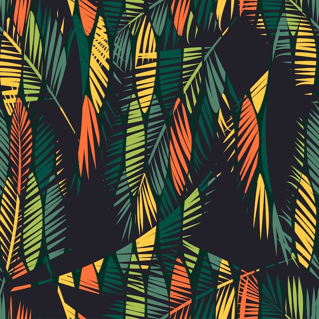Abstract naadloos patroon met tropische bladeren.