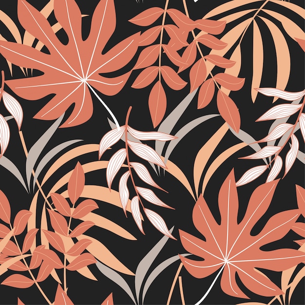 Abstract naadloos patroon met tropische bladeren