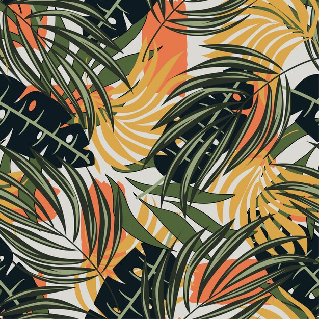 Abstract naadloos patroon met tropische bloemenvegetatie