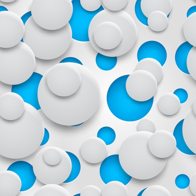 Abstract naadloos patroon van gaten en cirkels met schaduwen in witte kleuren op blauwe achtergrond