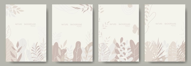 Abstract nature background with leaves and plants. Copy space for text. Vector illustration