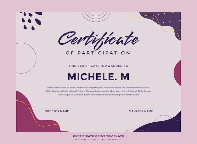 Abstract nature certificate print template premium vector