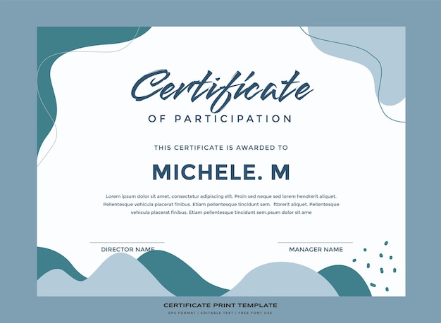 Abstract nature certificate print template premium vector