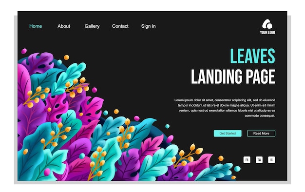 Vector abstract nature landing page template