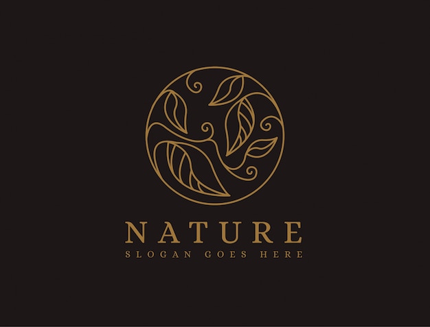 Abstract nature leaf lineart logo template