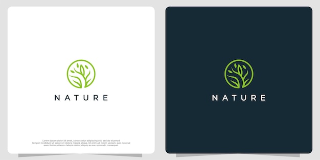 ベクトル 抽象的な自然ロゴのアイコンのベクトルデザイン 緑の木の抽象的な円のベクトルロゴデザイン