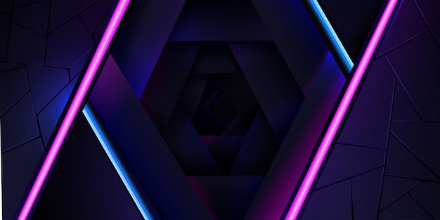 Vector the abstract neon background with a blue and pink light line and a texture.