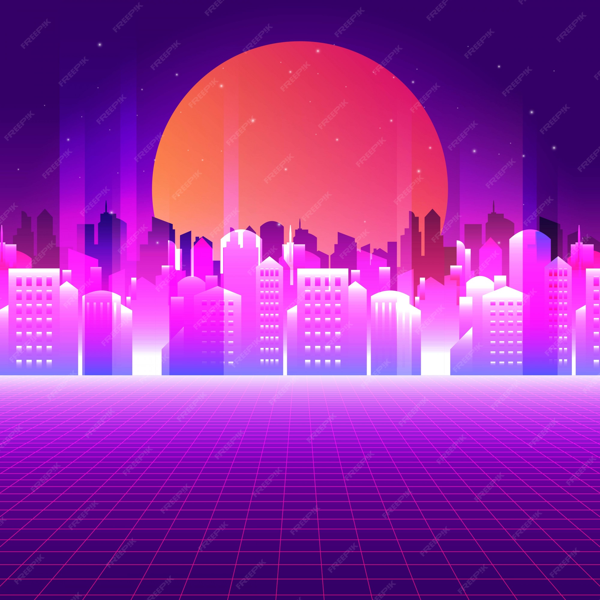 Premium Vector | Abstract neon city background