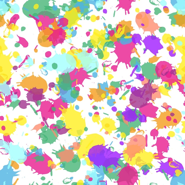 Abstract neon color paint splash vector fashion background pattern seamless