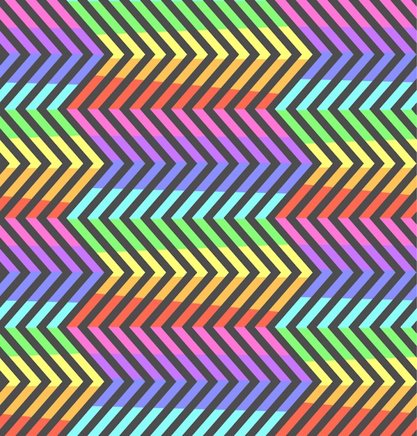 Motivo a zigzag arcobaleno a contrasto al neon astratto