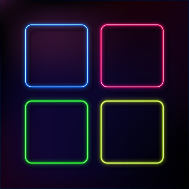 Vector abstract neon frame set