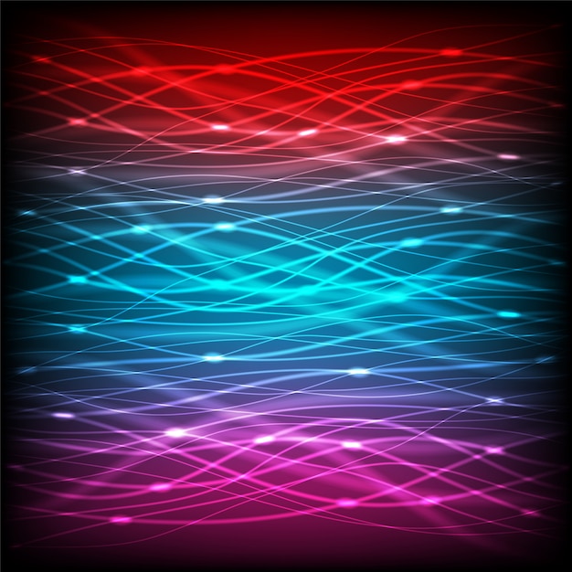 Abstract neon of multicolor lines with glare