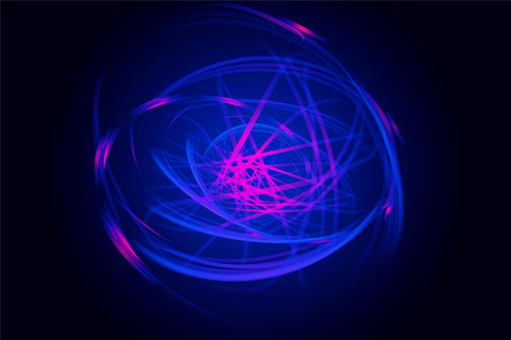 Vector abstract neon swirl abstract neon circles abstract blue and pink spiral on black background