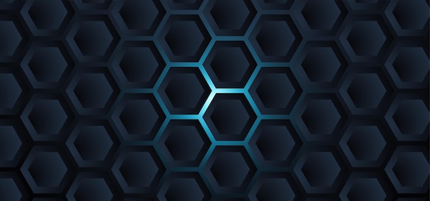 Abstract neon with 3d dark hexagon elegant background