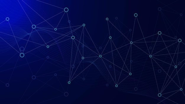 Abstract netwerkverbindingsconcept met verbonden puntlijnen en golfstroom Big data visualisatie