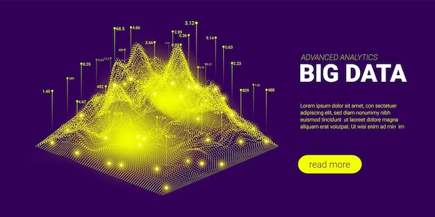 Vector abstract network of big data flow digital presentation