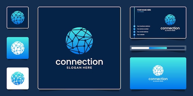 Vector abstract network connection with circle technology symbol