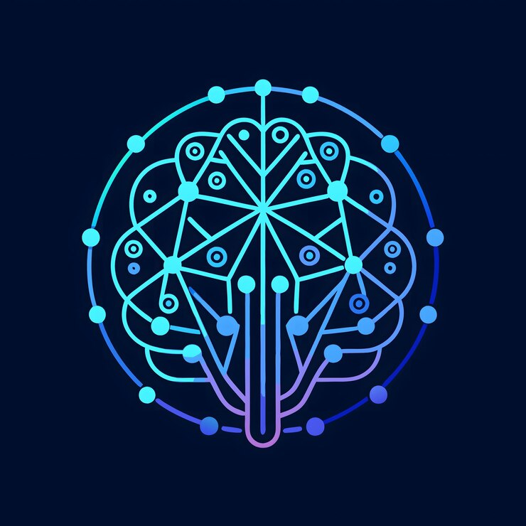 Vector abstract network tree blue gradient mandala connectivity technology design