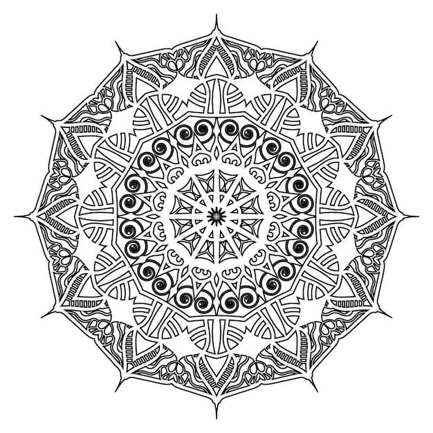 Disegno astratto del fondo della mandala del fiore di loto disegnato a mano di colori in bianco e nero disegnato a mano di nuovo stile di arte astratta
