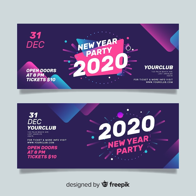 Vector abstract new year 2020 party banners