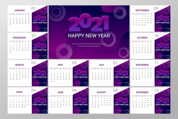 Abstract new year 2021 calendar