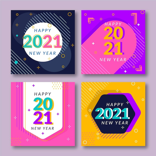 Abstract new year 2021 cards