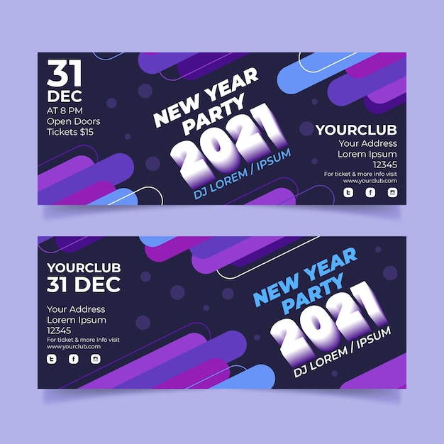 Abstract new year 2021 horizontal banners