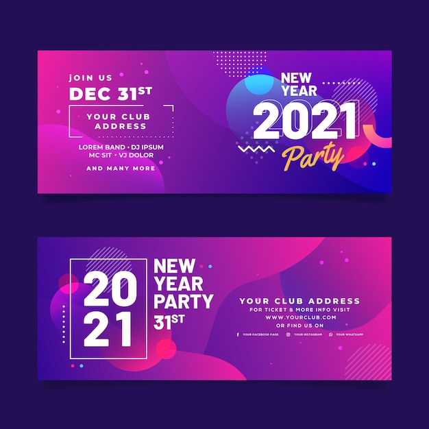 Vector abstract new year 2021 party banners