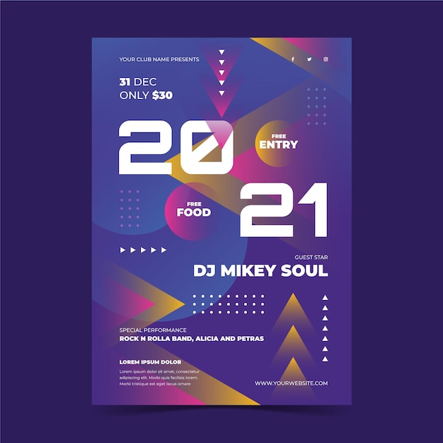 Abstract new year 2021 party poster template