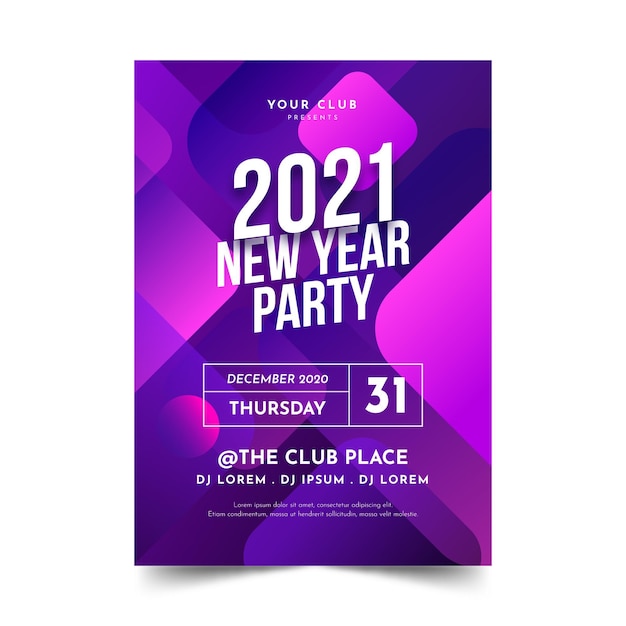 Abstract new year 2021 party poster template