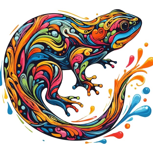 Vector abstract newt multicolored paints colored drawing vector illustration