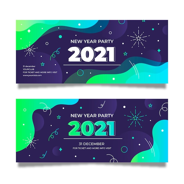 Vector abstract nieuwjaar 2021 partij banners sjabloon