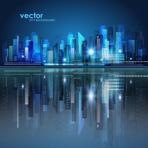 Vector abstract night city background