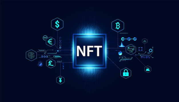 Абстрактная концепция цифрового изображения NTF NFT Digital Finance Незаменимый токен