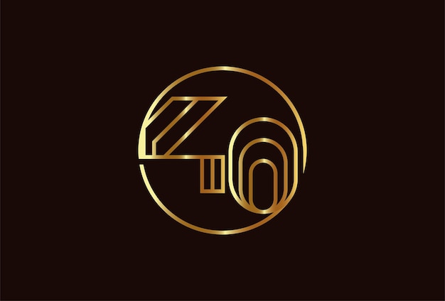 Abstract Number 40 Gold Logo, Number 40 monogram line style inside circle