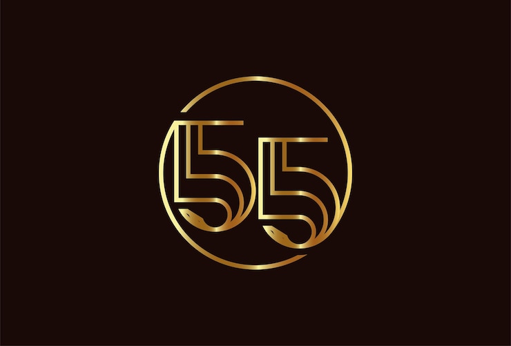 Premium Vector | Abstract number 55 gold logo, number 55 monogram line