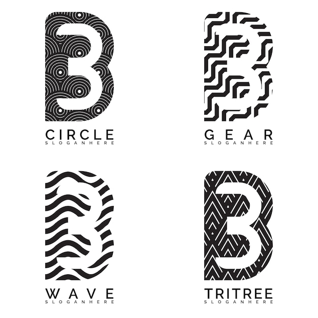 abstract number logo collection