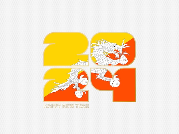 Vector abstract numbers 2024 with flag of bhutan