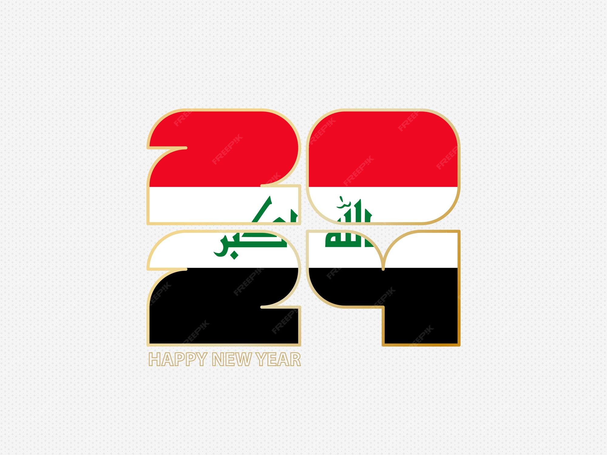 Premium Vector | Abstract numbers 2024 with flag of Iraq