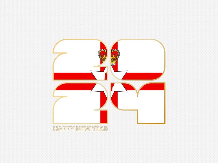 Vector abstract numbers 2024 with flag of northern ireland