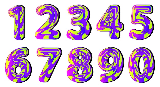 Abstract numbers  decorative art brush lettering