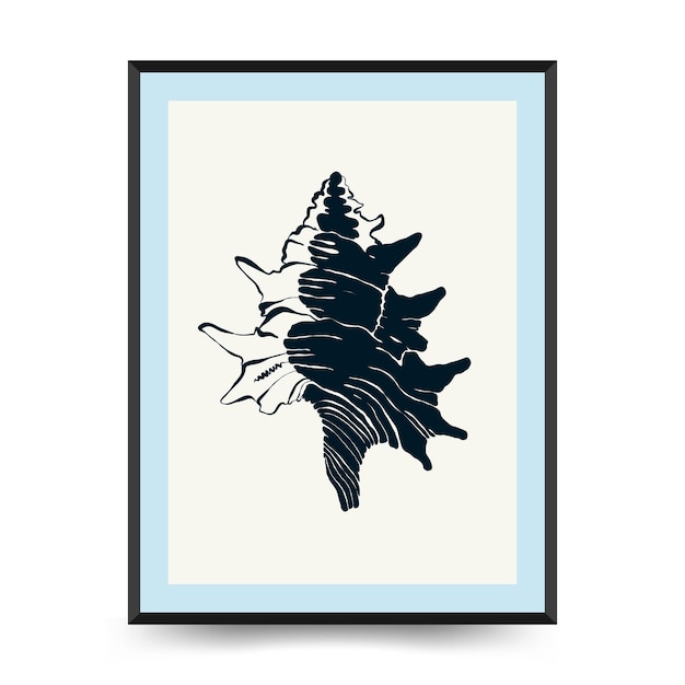 Vector abstract ocean and sea posters template. modern sea botanical trendy black style. vintage seaweed