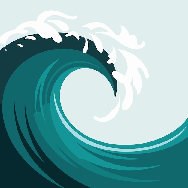 abstract ocean wave illustration with dynamic curves and splash